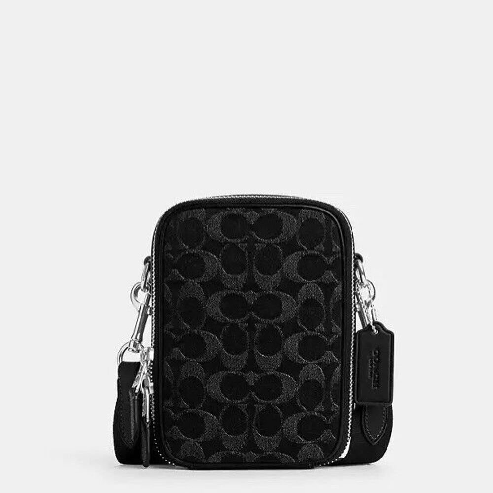 NWT Coach Stanton Crossbody In Signature Denim Silver /Black CAJ44 - Picture 2 of 9